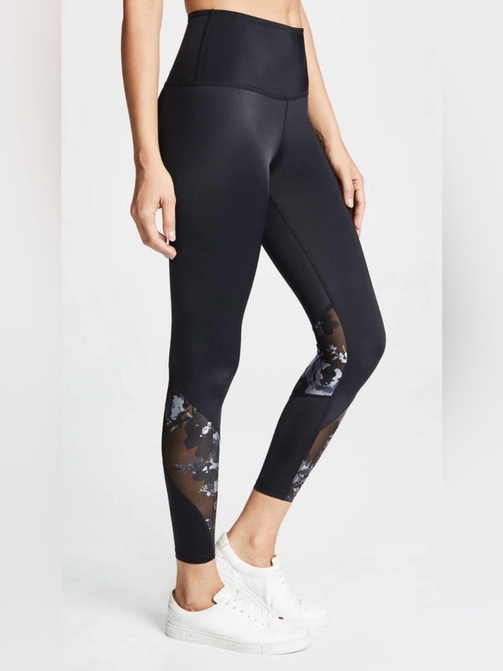 Beyond Yoga Black Floral Mesh Leggings